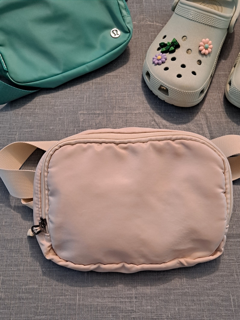 Light Creme Crossbody Belt Sling Bag Minimal Everyday Pouch